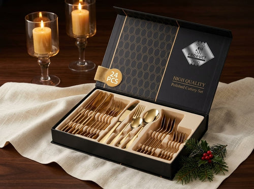 The Gold Flatware Set · 24 Pieces
