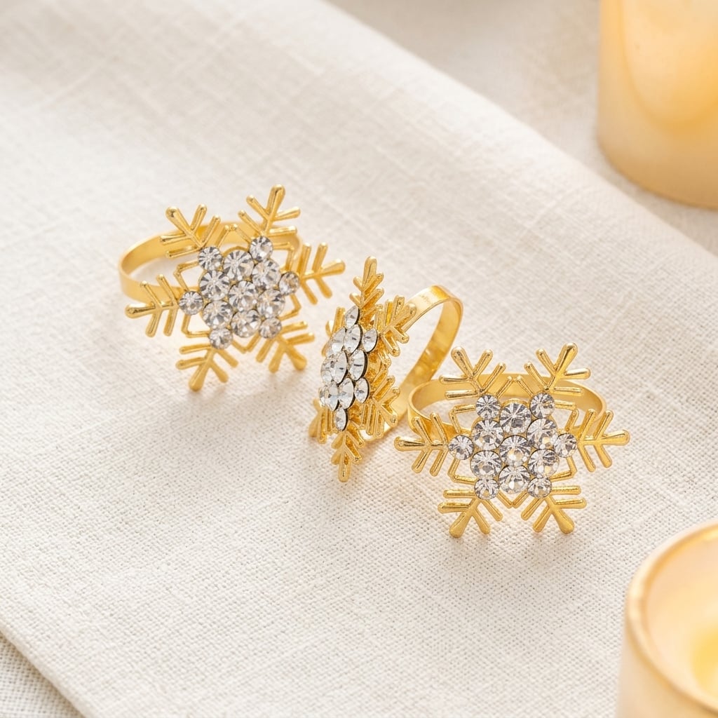 The Snowflake Napkin Rings · Set of 6