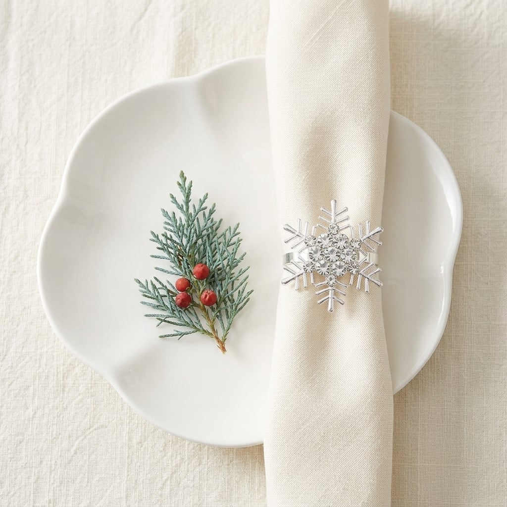 The Snowflake Napkin Rings · Set of 6